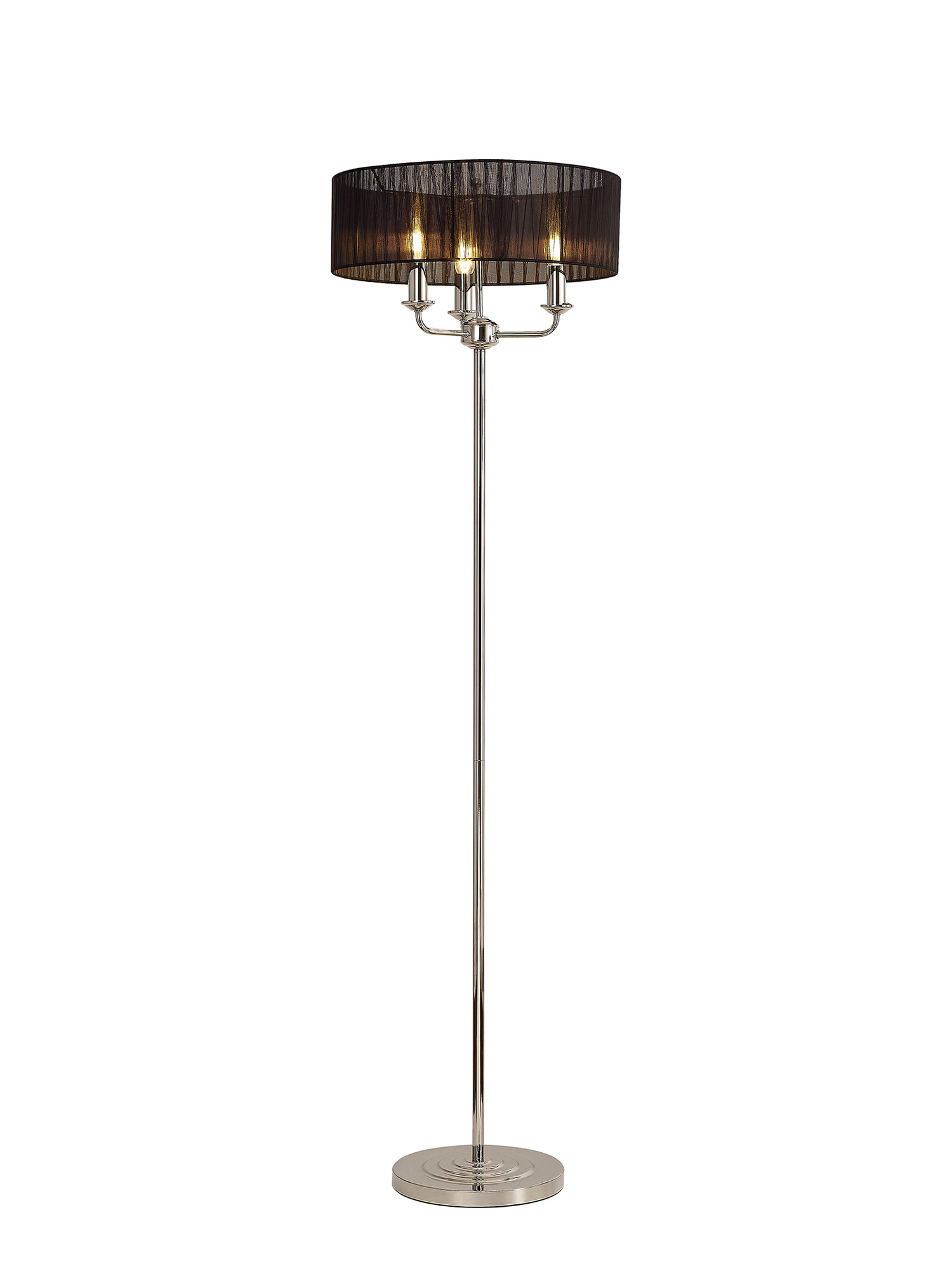 DK0888  Banyan 45cm 3 Light Floor Lamp Polished Nickel, Black